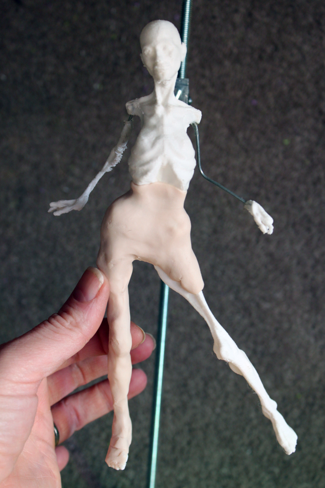 wip 2 ooak clay doll over a 3d printed armature