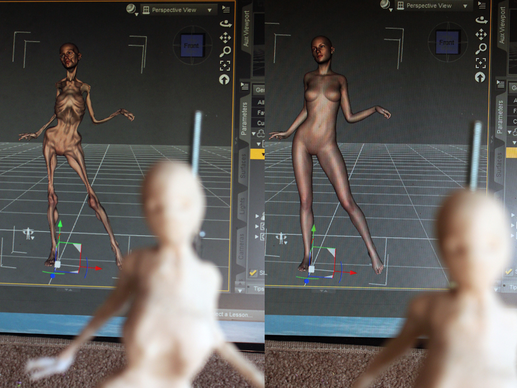 wip 2 ooak clay doll over a 3d printed armature
