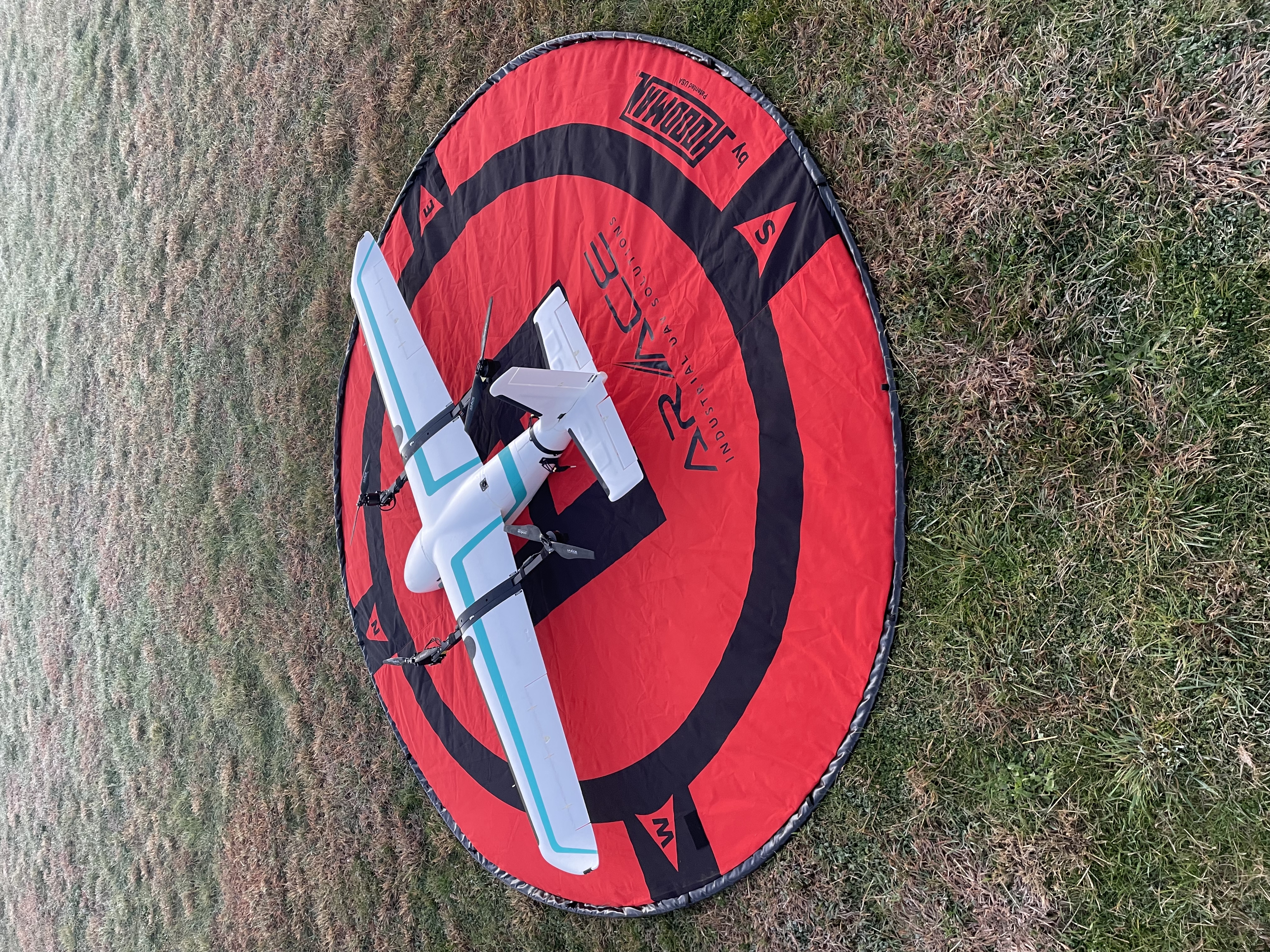 Griffin Pro Drone sitting on a red ARACE launch pad