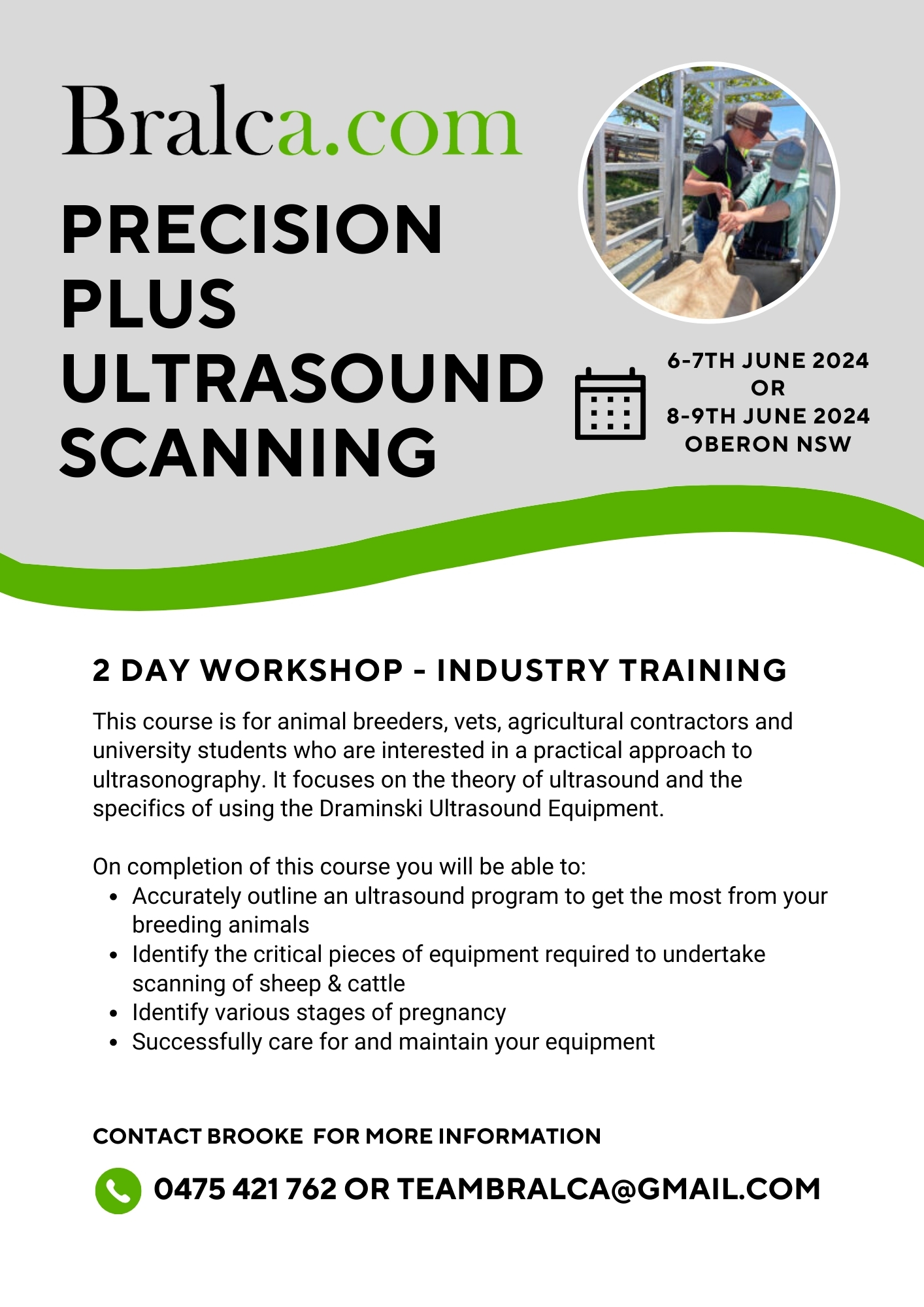 Flyer for Precision Plus Ultrasound Scanning Course