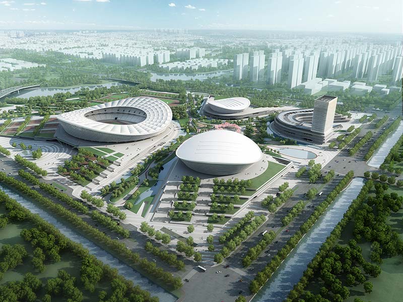 Construction of sip sports center in suzhou has started