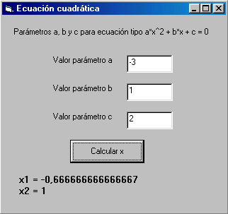 ecuacion cuadratica visual basic