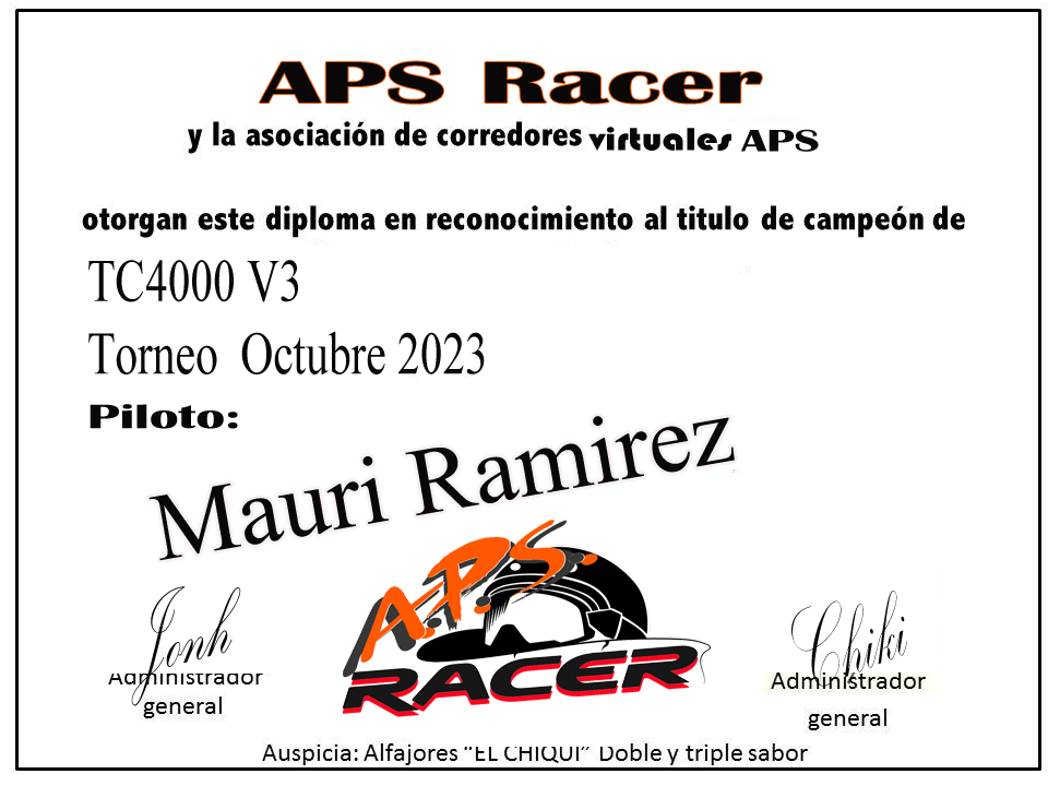 Campeon TC4000 V3 Octubre 2023 Mauri-Ramirez-TC4000-V3-OCTUBRE