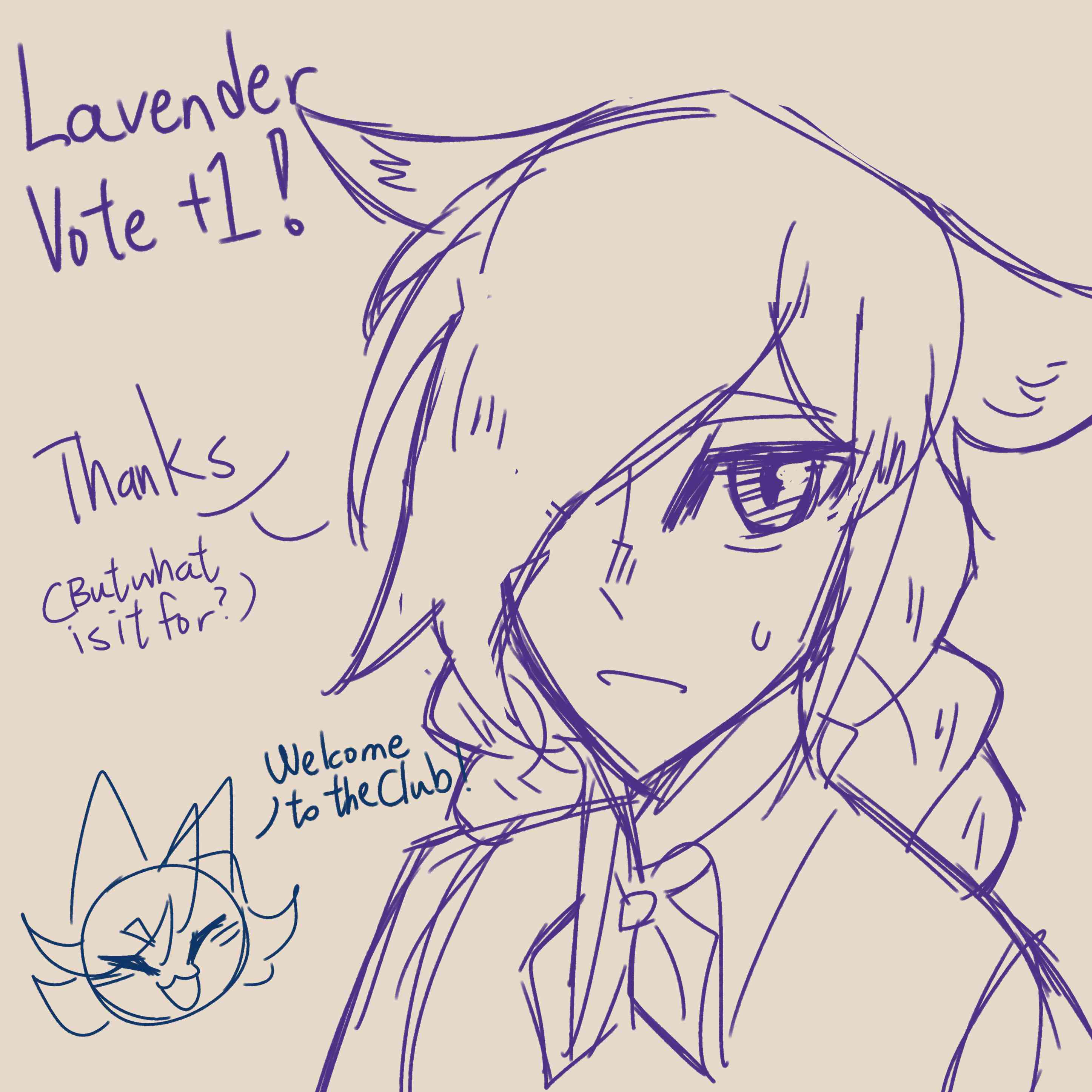 Drawing of Lavender getting a vote in the popularity poll